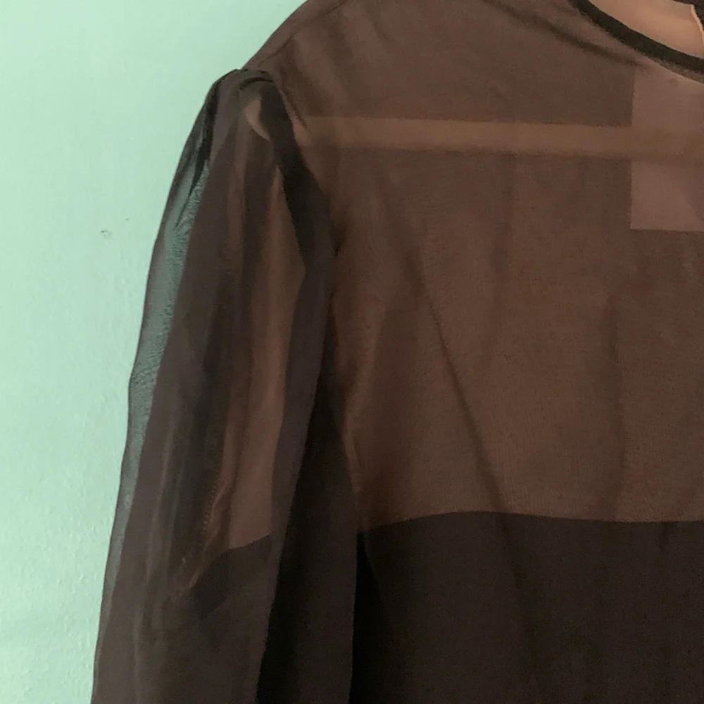 VTG David Hayes Black Sheer Silk Blouse 14 - Picture 4 of 8